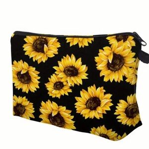 Sunflower Print Cosmetic Bag